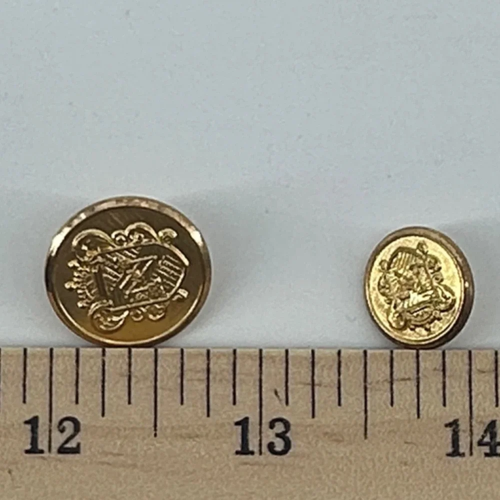 Gold Crest Buttons Unisex Gold Color 2 Large 4 Cuff For Suit or Blazer Letter N